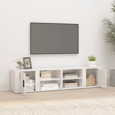 vidaXL Έπιπλα Τηλεόρασης2 τεμ. Γυαλιστ. Λευκό 80x31,5x36cm Επεξ. Ξύλο