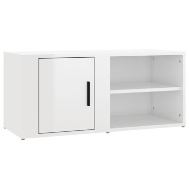 vidaXL Έπιπλα Τηλεόρασης2 τεμ. Γυαλιστ. Λευκό 80x31,5x36cm Επεξ. Ξύλο