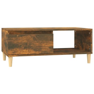 vidaXL Τραπεζάκι Σαλονιού Καπνιστή Δρυς 90x50x36,5cm Επεξεργ. Ξύλο 1 τεμ.