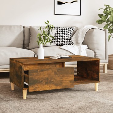 vidaXL Τραπεζάκι Σαλονιού Καπνιστή Δρυς 90x50x36,5cm Επεξεργ. Ξύλο 1 τεμ.