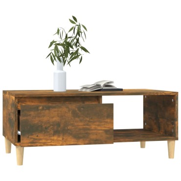vidaXL Τραπεζάκι Σαλονιού Καπνιστή Δρυς 90x50x36,5cm Επεξεργ. Ξύλο 1 τεμ.