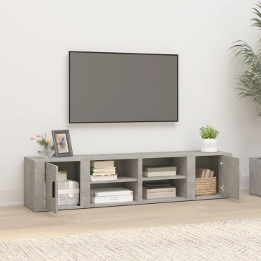 vidaXL Έπιπλα Τηλεόρασης 2 τεμ. Γκρι Σκυρ. 80x31,5x36cm Επεξεργ. Ξύλο