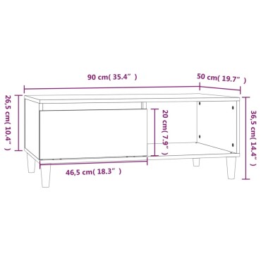 vidaXL Τραπεζάκι Σαλονιού Γκρι Sonoma 90x50x36,5cm Επεξεργασμένο Ξύλο 1 τεμ.