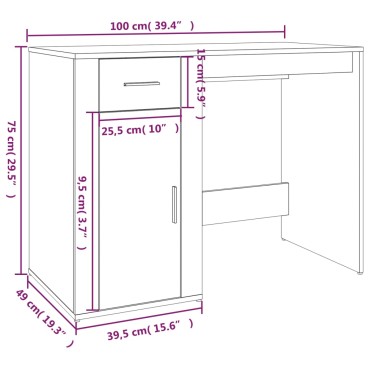 vidaXL Γραφείο Μαύρο 100x49x75cm από Επεξεργασμένο Ξύλο 1 τεμ.