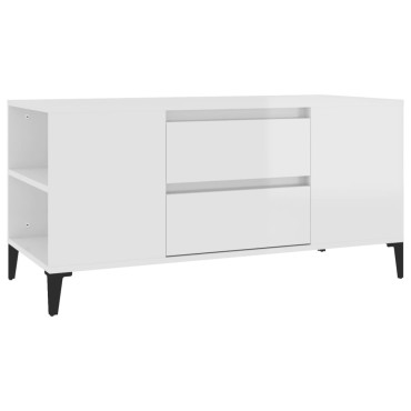 vidaXL Έπιπλο Τηλεόρασης Γυαλ. Λευκό 102x44,5x50cmΕπεξεργασμένο Ξύλο