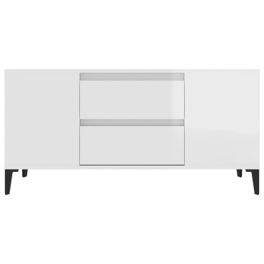 vidaXL Έπιπλο Τηλεόρασης Γυαλ. Λευκό 102x44,5x50cmΕπεξεργασμένο Ξύλο