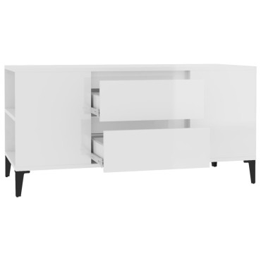 vidaXL Έπιπλο Τηλεόρασης Γυαλ. Λευκό 102x44,5x50cmΕπεξεργασμένο Ξύλο