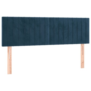 vidaXL Κρεβάτι Boxspring με Στρώμα Σκούρο Μπλε 140x200 εκ. Βελούδινο