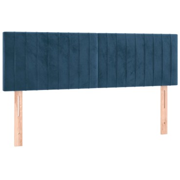 vidaXL Κρεβάτι Boxspring με Στρώμα Σκούρο Μπλε 140x200 εκ. Βελούδινο