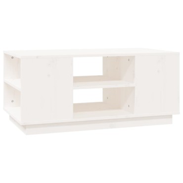 vidaXL Τραπεζάκι Σαλονιού Λευκό 90x49x40,5cm από Μασίφ Ξύλο Πεύκου 1 τεμ.