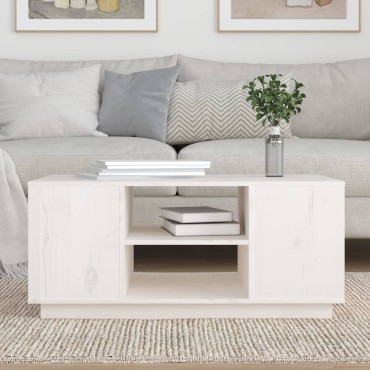 vidaXL Τραπεζάκι Σαλονιού Λευκό 90x49x40,5cm από Μασίφ Ξύλο Πεύκου 1 τεμ.
