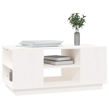 vidaXL Τραπεζάκι Σαλονιού Λευκό 90x49x40,5cm από Μασίφ Ξύλο Πεύκου 1 τεμ.