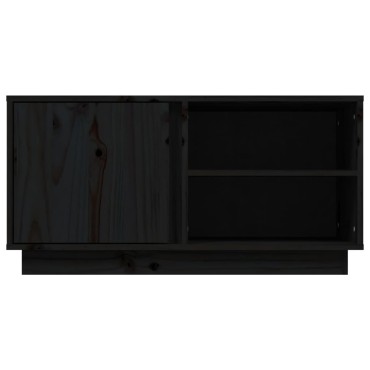 vidaXL Έπιπλο Τηλεόρασης Μαύρο 80x35x40,5cm από Μασίφ Ξύλο Πεύκου