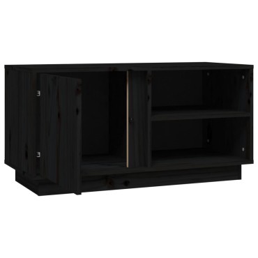 vidaXL Έπιπλο Τηλεόρασης Μαύρο 80x35x40,5cm από Μασίφ Ξύλο Πεύκου