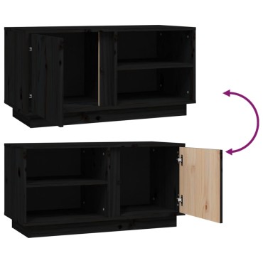 vidaXL Έπιπλο Τηλεόρασης Μαύρο 80x35x40,5cm από Μασίφ Ξύλο Πεύκου
