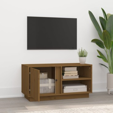 vidaXL Έπιπλο Τηλεόρασης Καφέ Μελί 80x35x40,5cm από Μασίφ Ξύλο Πεύκου