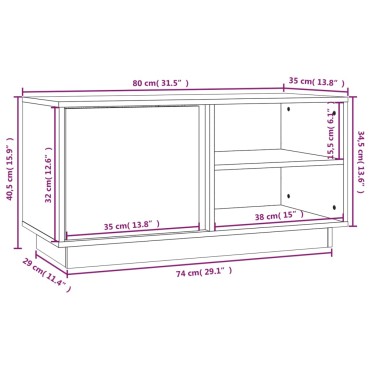 vidaXL Έπιπλο Τηλεόρασης Γκρι 80x35x40,5cm από Μασίφ Ξύλο Πεύκου