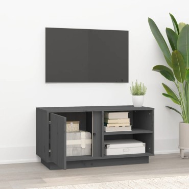 vidaXL Έπιπλο Τηλεόρασης Γκρι 80x35x40,5cm από Μασίφ Ξύλο Πεύκου