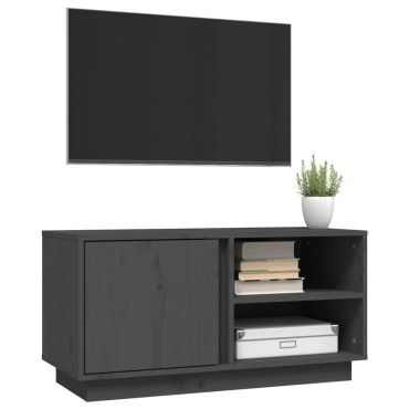 vidaXL Έπιπλο Τηλεόρασης Γκρι 80x35x40,5cm από Μασίφ Ξύλο Πεύκου