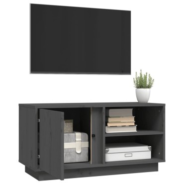 vidaXL Έπιπλο Τηλεόρασης Γκρι 80x35x40,5cm από Μασίφ Ξύλο Πεύκου
