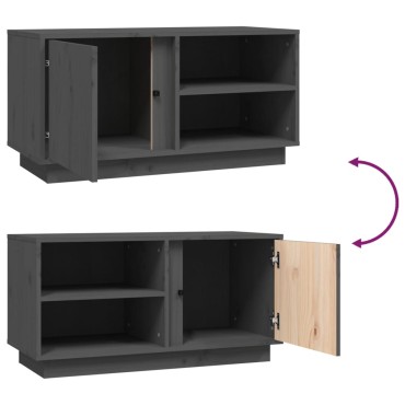 vidaXL Έπιπλο Τηλεόρασης Γκρι 80x35x40,5cm από Μασίφ Ξύλο Πεύκου