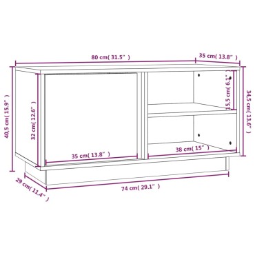 vidaXL Έπιπλο Τηλεόρασης Λευκό 80x35x40,5cm από Μασίφ Ξύλο Πεύκου