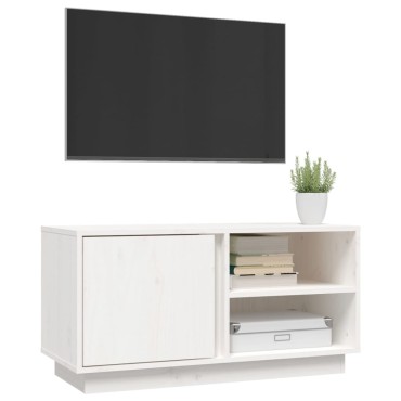 vidaXL Έπιπλο Τηλεόρασης Λευκό 80x35x40,5cm από Μασίφ Ξύλο Πεύκου