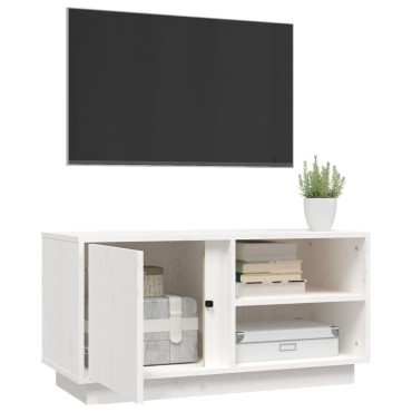 vidaXL Έπιπλο Τηλεόρασης Λευκό 80x35x40,5cm από Μασίφ Ξύλο Πεύκου