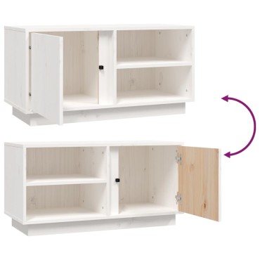 vidaXL Έπιπλο Τηλεόρασης Λευκό 80x35x40,5cm από Μασίφ Ξύλο Πεύκου