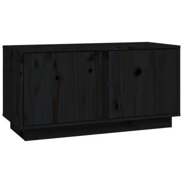 vidaXL Έπιπλο Τηλεόρασης Μαύρο 80x35x40,5cm από Μασίφ Ξύλο Πεύκου