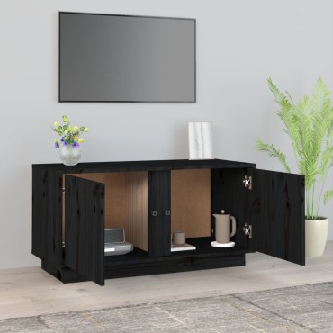 vidaXL Έπιπλο Τηλεόρασης Μαύρο 80x35x40,5cm από Μασίφ Ξύλο Πεύκου