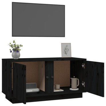vidaXL Έπιπλο Τηλεόρασης Μαύρο 80x35x40,5cm από Μασίφ Ξύλο Πεύκου