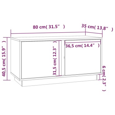 vidaXL Έπιπλο Τηλεόρασης Μαύρο 80x35x40,5cm από Μασίφ Ξύλο Πεύκου