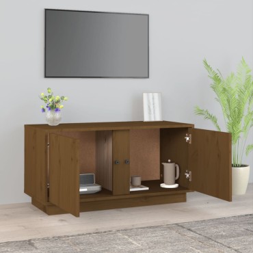 vidaXL Έπιπλο Τηλεόρασης Καφέ Μελί 80x35x40,5cm από Μασίφ Ξύλο Πεύκου