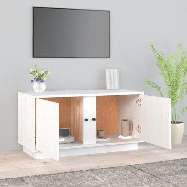 vidaXL Έπιπλο Τηλεόρασης Λευκό 80x35x40,5cm από Μασίφ Ξύλο Πεύκου