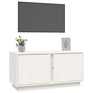 vidaXL Έπιπλο Τηλεόρασης Λευκό 80x35x40,5cm από Μασίφ Ξύλο Πεύκου