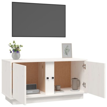 vidaXL Έπιπλο Τηλεόρασης Λευκό 80x35x40,5cm από Μασίφ Ξύλο Πεύκου