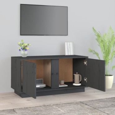 vidaXL Έπιπλο Τηλεόρασης Γκρι 80x35x40,5cm από Μασίφ Ξύλο Πεύκου