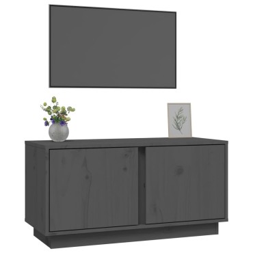 vidaXL Έπιπλο Τηλεόρασης Γκρι 80x35x40,5cm από Μασίφ Ξύλο Πεύκου