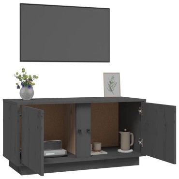 vidaXL Έπιπλο Τηλεόρασης Γκρι 80x35x40,5cm από Μασίφ Ξύλο Πεύκου