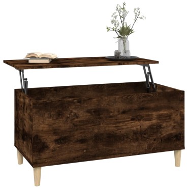 vidaXL Τραπεζάκι Σαλονιού Καπνιστή Δρυς 90x44,5x45cm Επεξ. Ξύλο 1 τεμ.