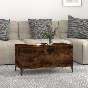 vidaXL Τραπεζάκι Σαλονιού Καπνιστή Δρυς 90x44,5x45cm Επεξ. Ξύλο 1 τεμ.