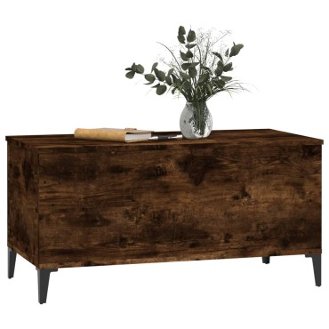 vidaXL Τραπεζάκι Σαλονιού Καπνιστή Δρυς 90x44,5x45cm Επεξ. Ξύλο 1 τεμ.