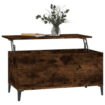 vidaXL Τραπεζάκι Σαλονιού Καπνιστή Δρυς 90x44,5x45cm Επεξ. Ξύλο 1 τεμ.