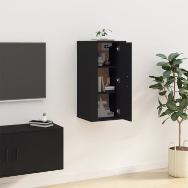 vidaXL Έπιπλο Τηλεόρασης Επιτοίχιο Μαύρο 40x34,5x80cm