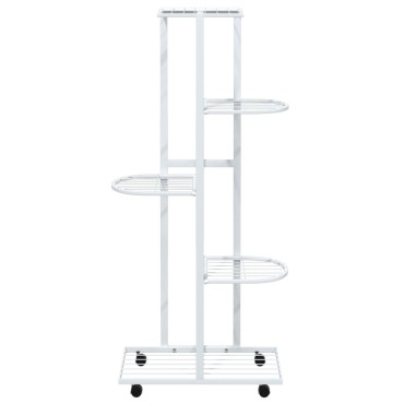 vidaXL Βάση Λουλουδιών 5 Επιπέδων με Ρόδες 83x25x103,5 εκ Λευκή Σίδερο