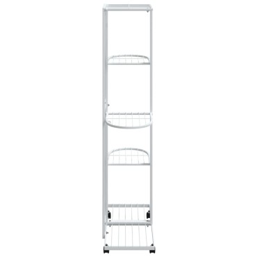 vidaXL Βάση Λουλουδιών 5 Επιπέδων με Ρόδες 83x25x103,5 εκ Λευκή Σίδερο