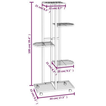vidaXL Βάση Λουλουδιών 5 Επιπέδων με Ρόδες 83x25x103,5 εκ Λευκή Σίδερο