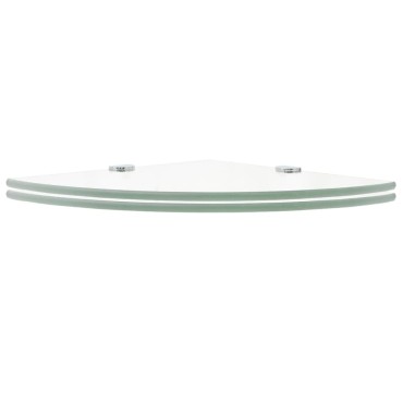 vidaXL Ράφια Γωνία 2 τεμ. Διάφανα 25x25cm Γυάλινα + Στηρίγματα Χρωμίου