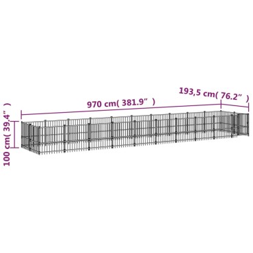 vidaXL Κλουβί Σκύλου Εξωτερικού Χώρου 18,77 μ² από Ατσάλι